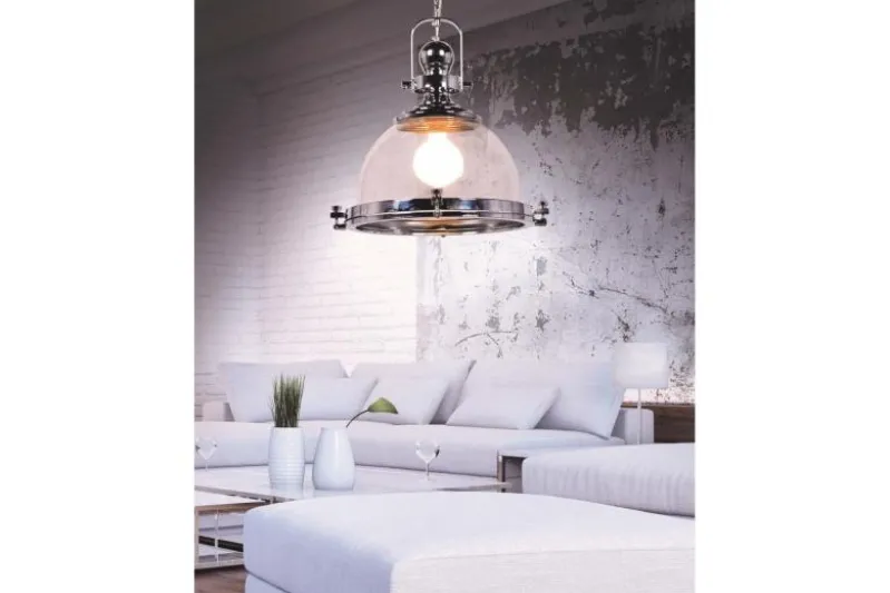 Lampadario a sospensione stile industriale Falco Cromato
