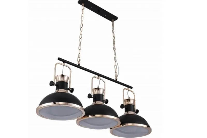 Lampadario a sospensione stile industriale vintage BATORE W3 Nero
