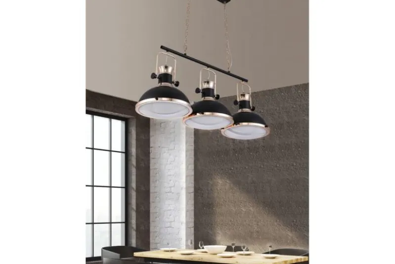 Lampadario a sospensione stile industriale vintage BATORE W3 Nero