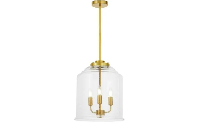 Lampadario a sospensione vetro a bollicine e ottone RALTON W3