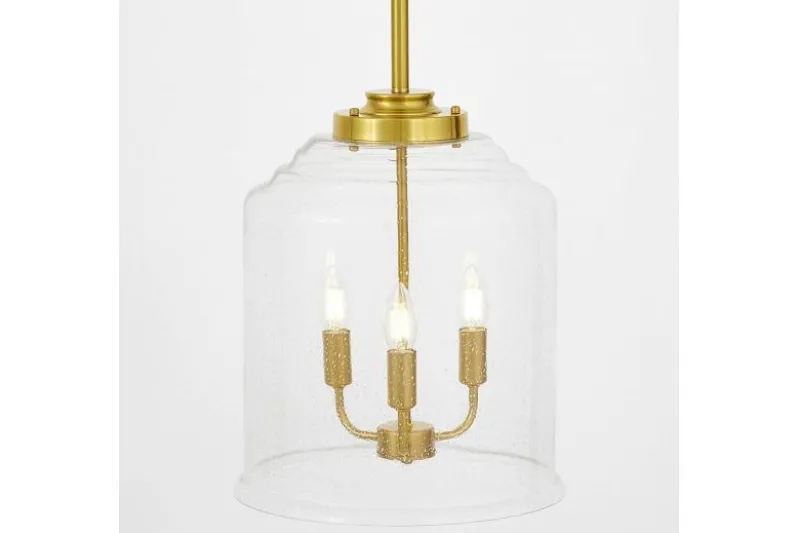 Lampadario a sospensione vetro a bollicine e ottone RALTON W3