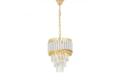 LAMPADARIO CLASSICO IN CRISTALLO MAZINI BIANCO E ORO D25