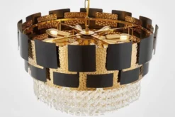 LAMPADARIO CLASSICO IN CRISTALLO NERO E ORO MOLINA D60