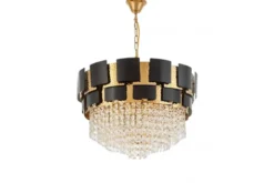 LAMPADARIO CLASSICO IN CRISTALLO NERO E ORO MOLINA D60