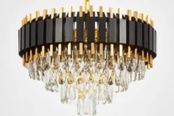 LAMPADARIO CLASSICO IN CRISTALLO NERO E ORO RIVO D50