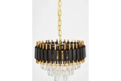 LAMPADARIO CLASSICO IN CRISTALLO NERO E ORO RIVO D40