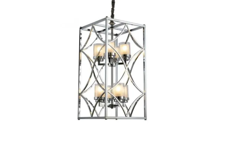 Lampadario con gabbia cromata QUADRATO DUO