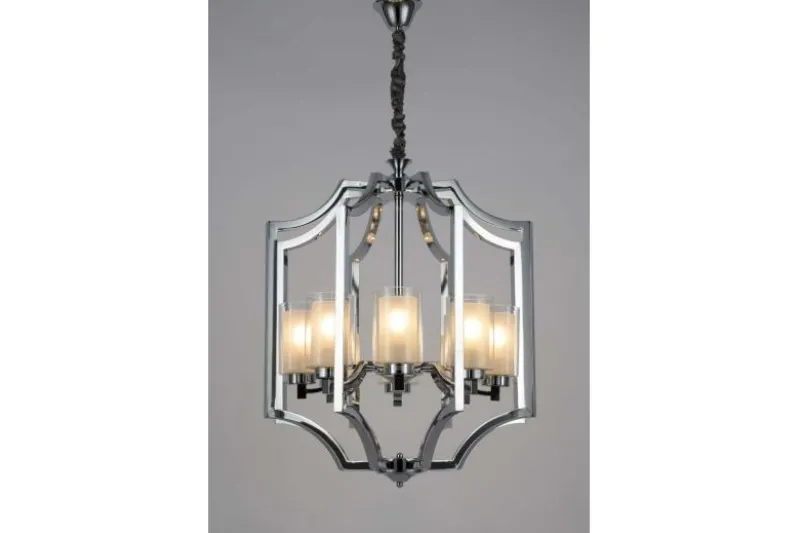 Lampadario con gabbia cromata VIGATTO W8