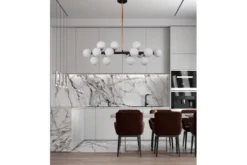 Lampadario con ramo 16 sfere in vetro Nero oro caldo PETRICA W16