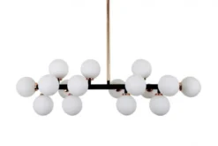 Lampadario con ramo 16 sfere in vetro Nero oro caldo PETRICA W16
