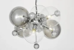 Lampadario cromato a sfere trasparenti e fumé AFRODIS W6