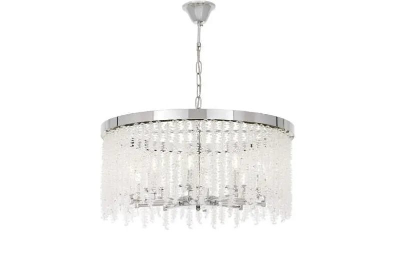 Lampadario cromato con cristalli a cascata BALMENA D60