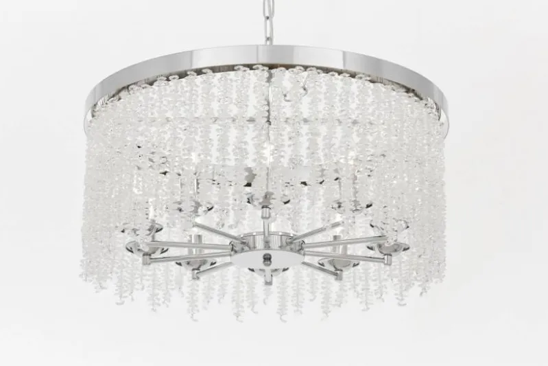 Lampadario cromato con cristalli a cascata BALMENA D60
