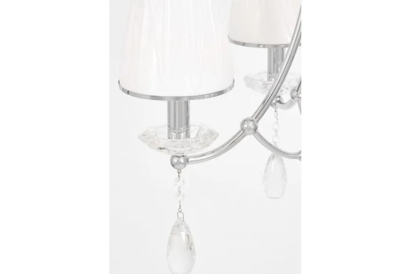 Lampadario cromato con cristalli e paralumi in vetro DOMINNI W4