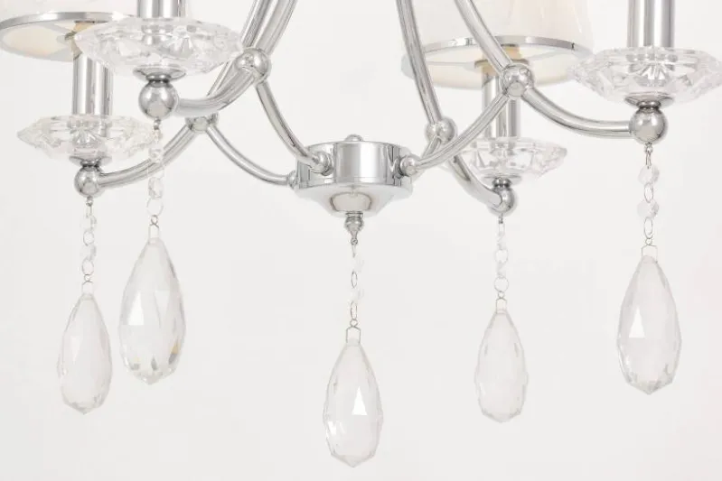 Lampadario cromato con cristalli e paralumi in vetro DOMINNI W4