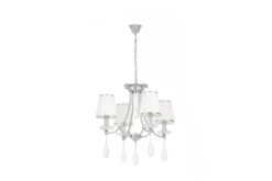 Lampadario cromato con cristalli e paralumi in vetro DOMINNI W4