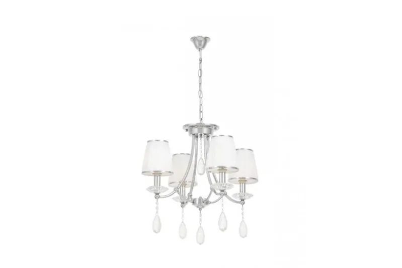 Lampadario cromato con cristalli e paralumi in vetro DOMINNI W4