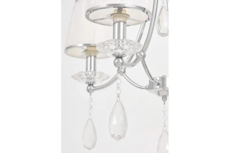 Lampadario cromato con cristalli e paralumi in vetro DOMINNI W4