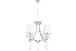 Lampadario cromato con cristalli e paralumi in vetro DOMINNI W4