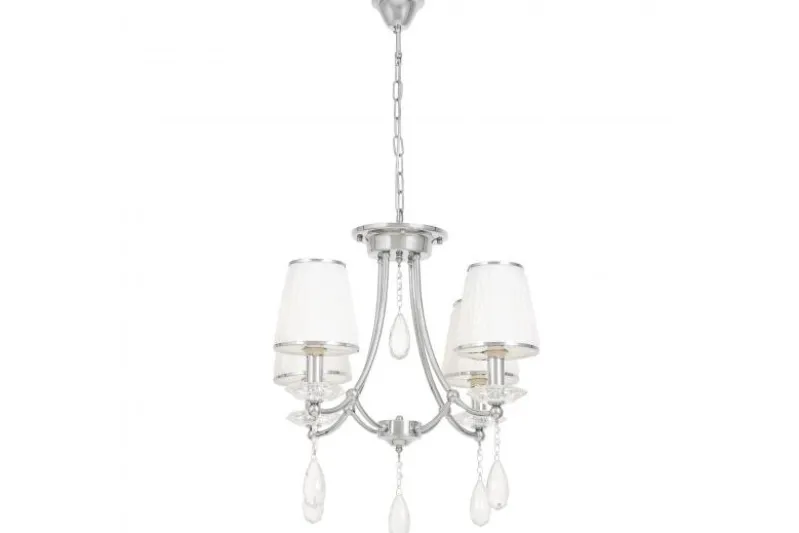 Lampadario cromato con cristalli e paralumi in vetro DOMINNI W4