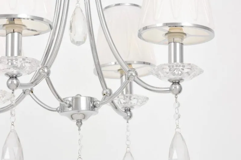 Lampadario cromato con cristalli e paralumi in vetro DOMINNI W4