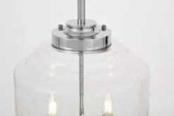Lampadario cromato moderno con paralume in vetro a bollicine RALTON W3