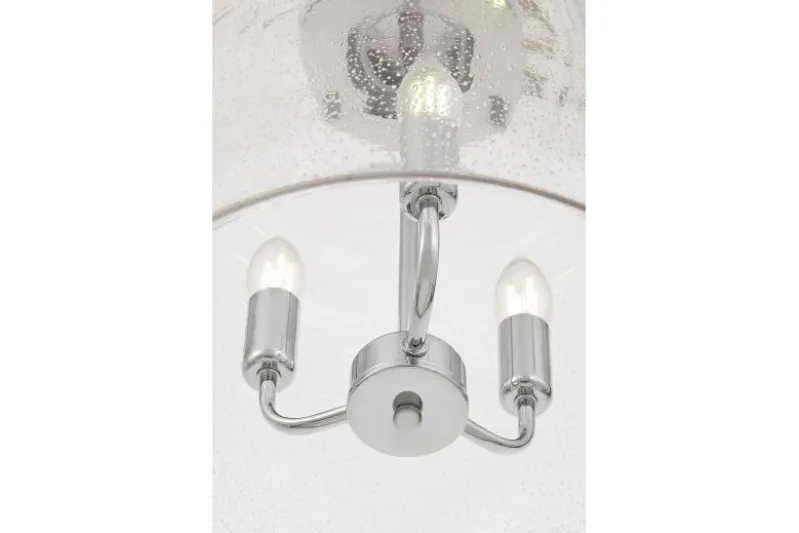 Lampadario cromato moderno con paralume in vetro a bollicine RALTON W3