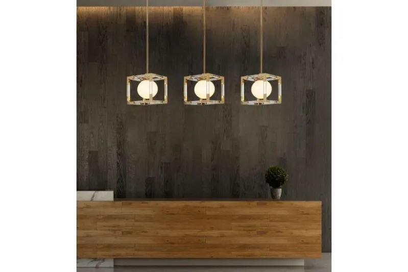 Lampadario di design moderno a sfera in gabbia oro BOSCO W1