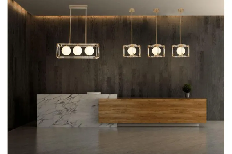 Lampadario di design moderno a sfera in gabbia oro BOSCO W1