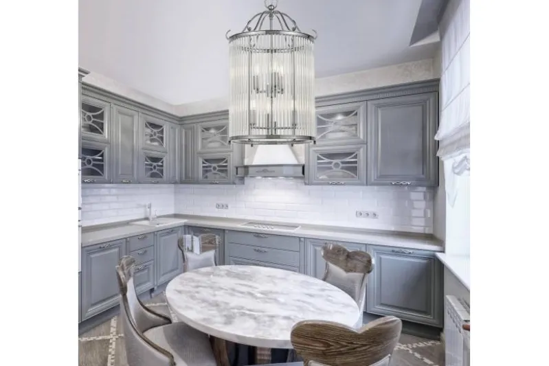 Lampadario di design moderno in metallo cromato e vetro BOSTON W6