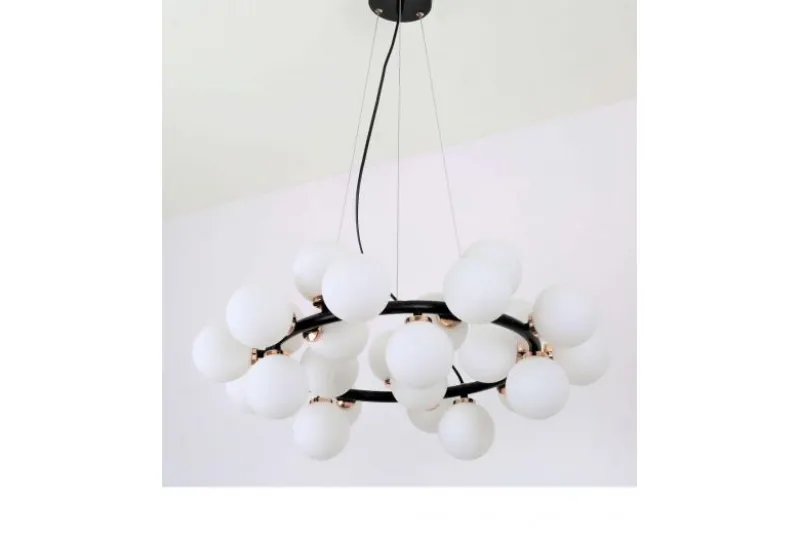 Lampadario di design moderno 25 luci nero e oro caldo MARSIADA W25