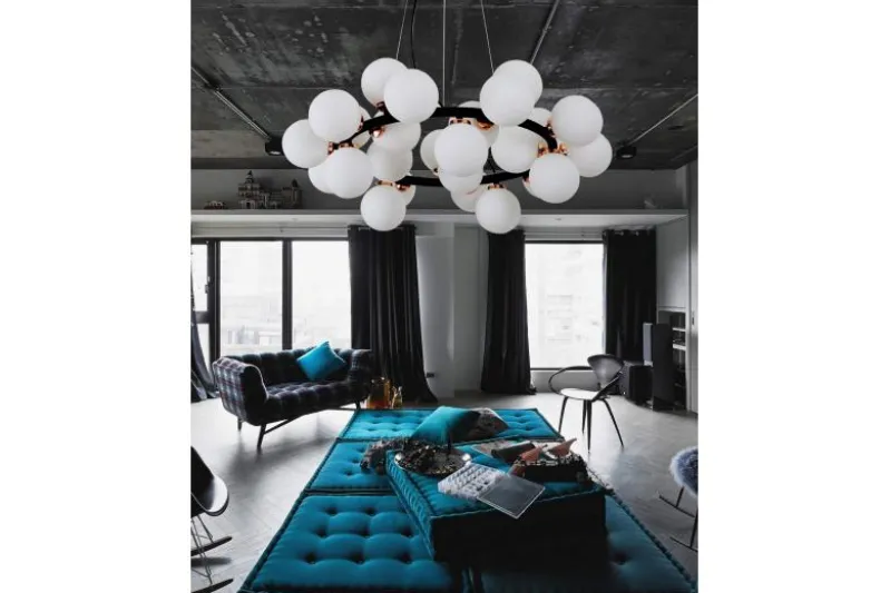 Lampadario di design moderno 25 luci nero e oro caldo MARSIADA W25
