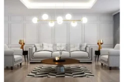 Lampadario dorato con placca a soffitto 8 sfere FINO W8