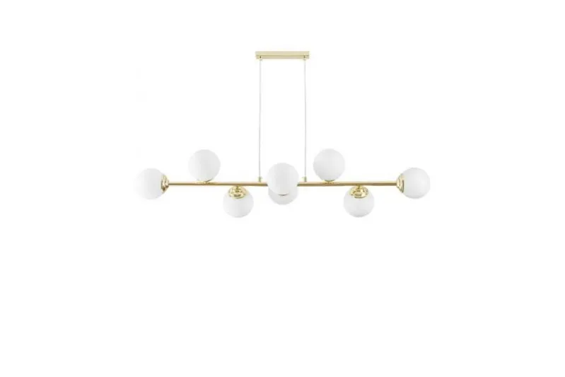 Lampadario dorato con placca a soffitto 8 sfere FINO W8