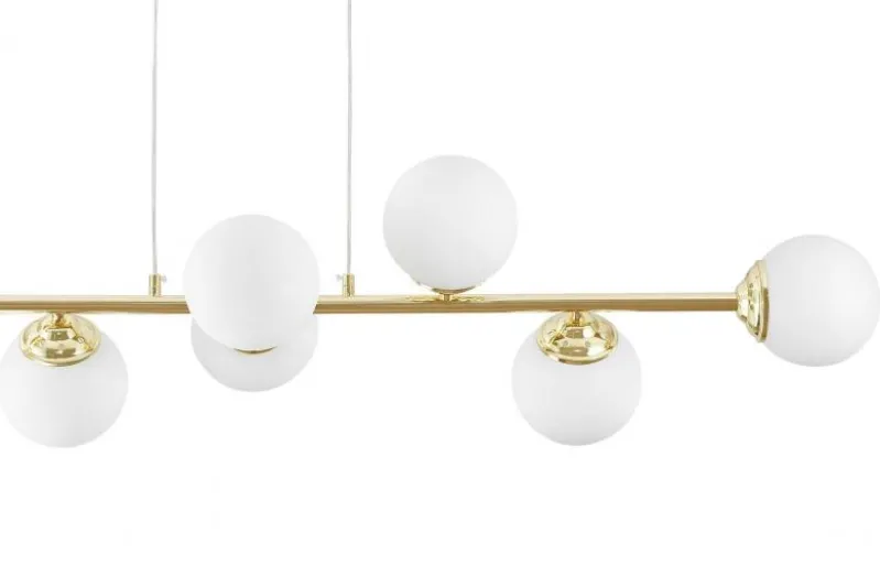 Lampadario dorato con placca a soffitto 8 sfere FINO W8