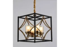 Lampadario gabbia di metallo ero e ottone QUADRATO