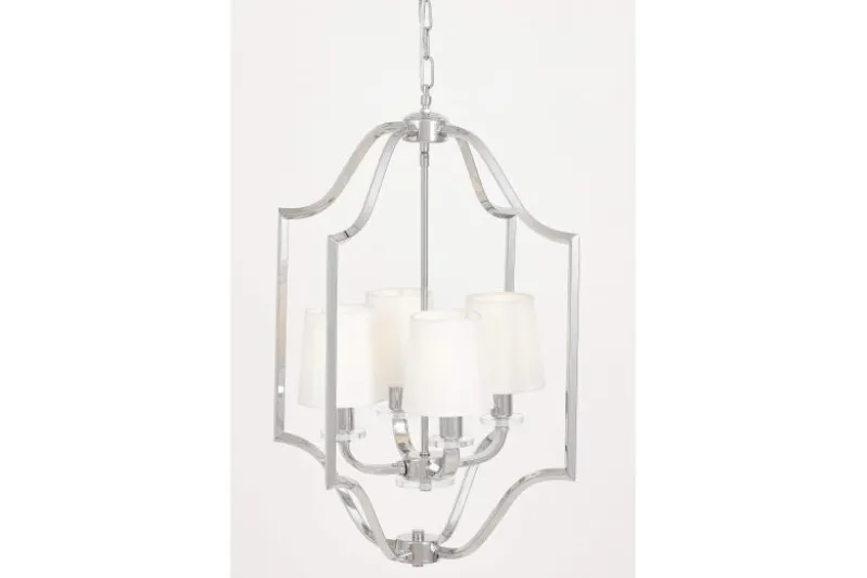 Lampadario moderno bianco e cromato con cristalli ORLANDO W4