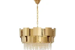 LAMPADARIO MODERNO CRISTALLO ORO DIONA D60