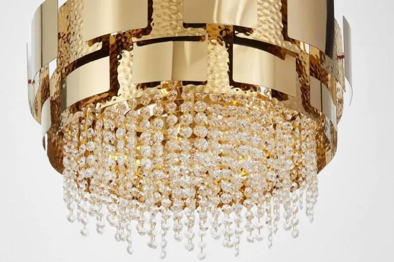 LAMPADARIO MODERNO CRISTALLO ORO DIONA D60