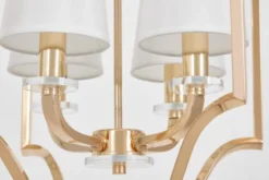 Lampadario moderno dorato con paralumi bianchi in tessuto ORLANDO W4