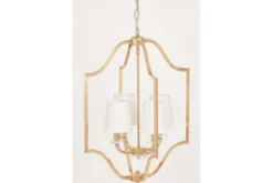 Lampadario moderno dorato con paralumi bianchi in tessuto ORLANDO W4