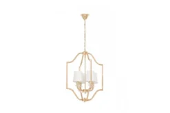 Lampadario moderno dorato con paralumi bianchi in tessuto ORLANDO W4