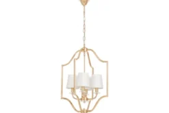 Lampadario moderno dorato con paralumi bianchi in tessuto ORLANDO W4