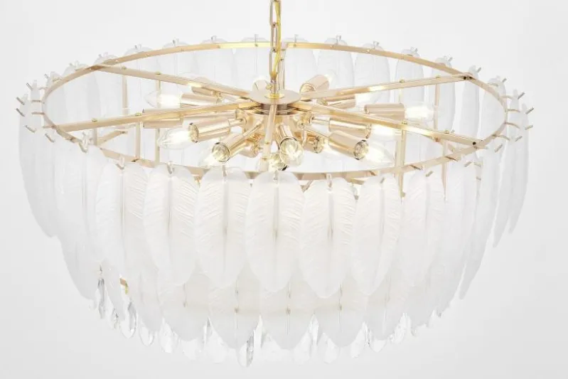 LAMPADARIO MODERNO IN CRISTALLO BIANCO E ORO CAVALINI D80
