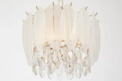 LAMPADARIO MODERNO IN CRISTALLO BIANCO E ORO CAVALINI D30