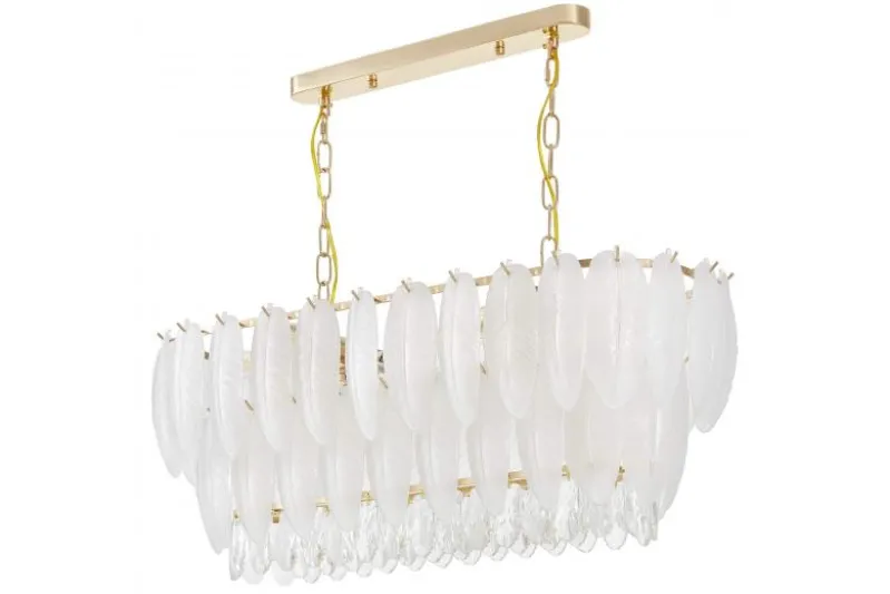 LAMPADARIO MODERNO IN CRISTALLO BIANCO E ORO CAVALINI PRO