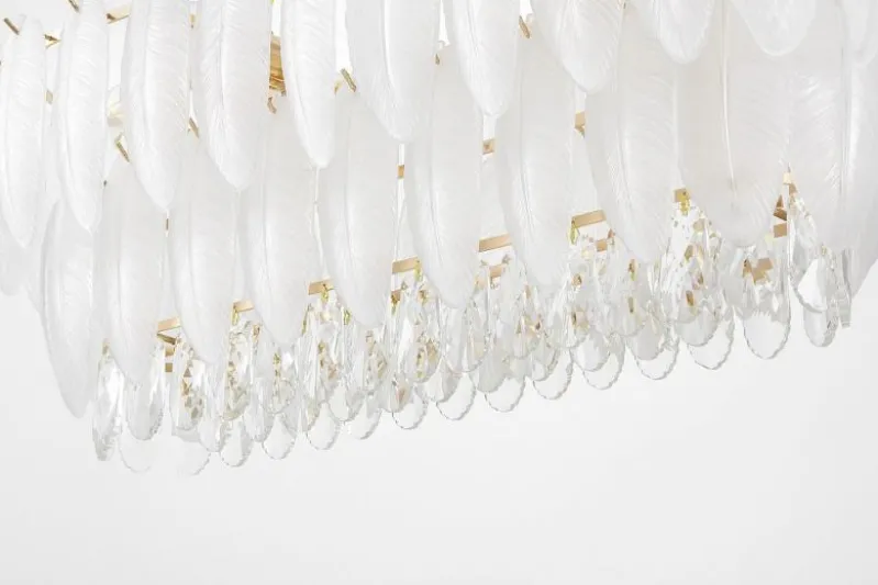 LAMPADARIO MODERNO IN CRISTALLO BIANCO E ORO CAVALINI PRO