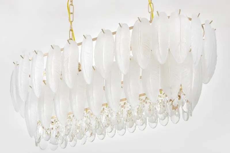 LAMPADARIO MODERNO IN CRISTALLO BIANCO E ORO CAVALINI PRO