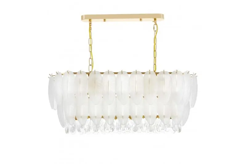 LAMPADARIO MODERNO IN CRISTALLO BIANCO E ORO CAVALINI PRO