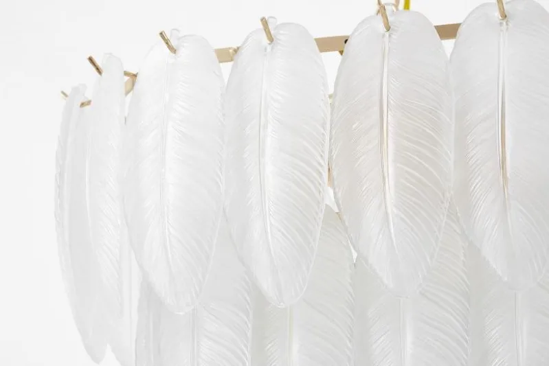 LAMPADARIO MODERNO IN CRISTALLO BIANCO E ORO CAVALINI PRO